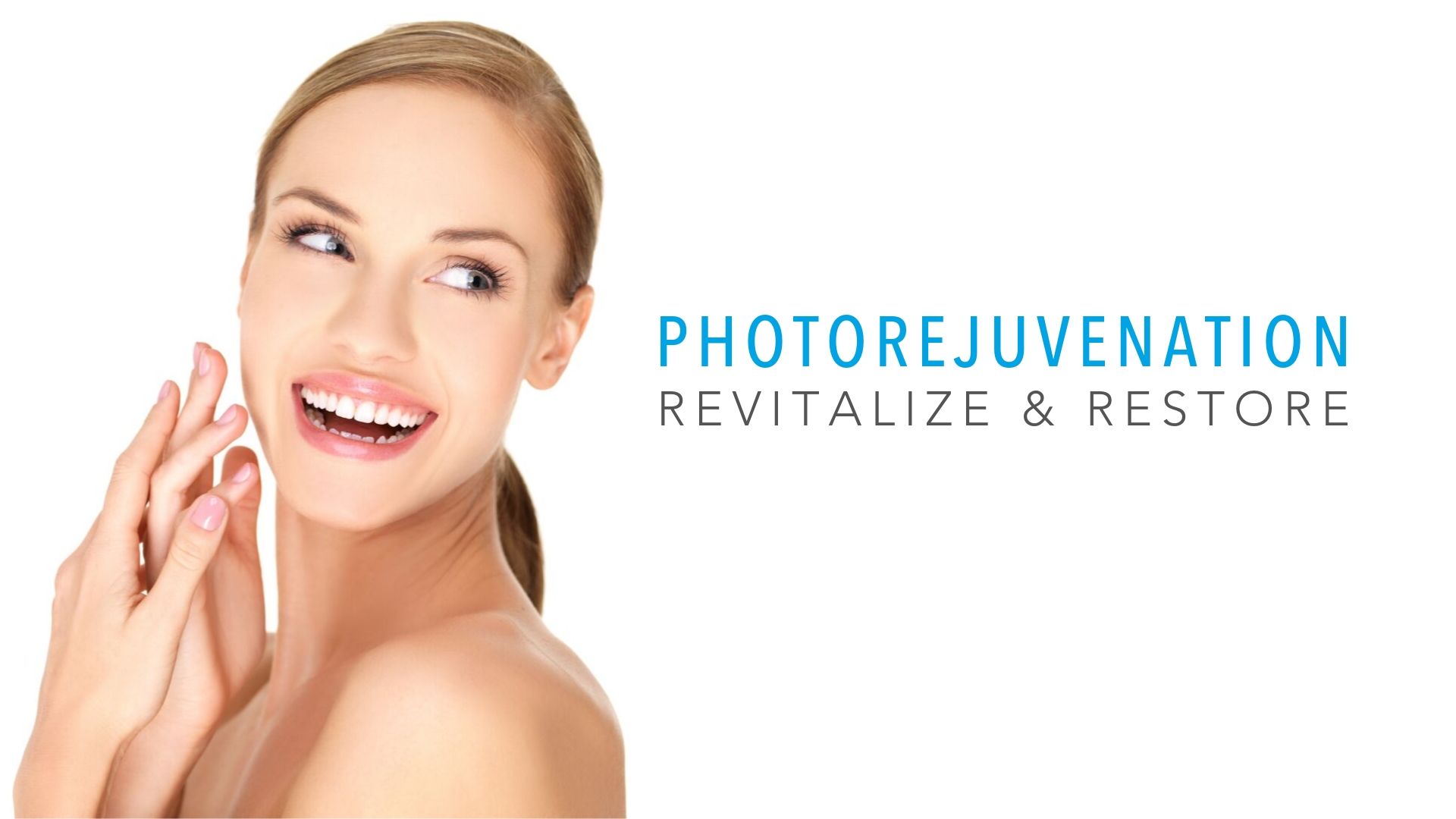 Woman smiling after photorejuvenation treatment at shore medical aesthetics.