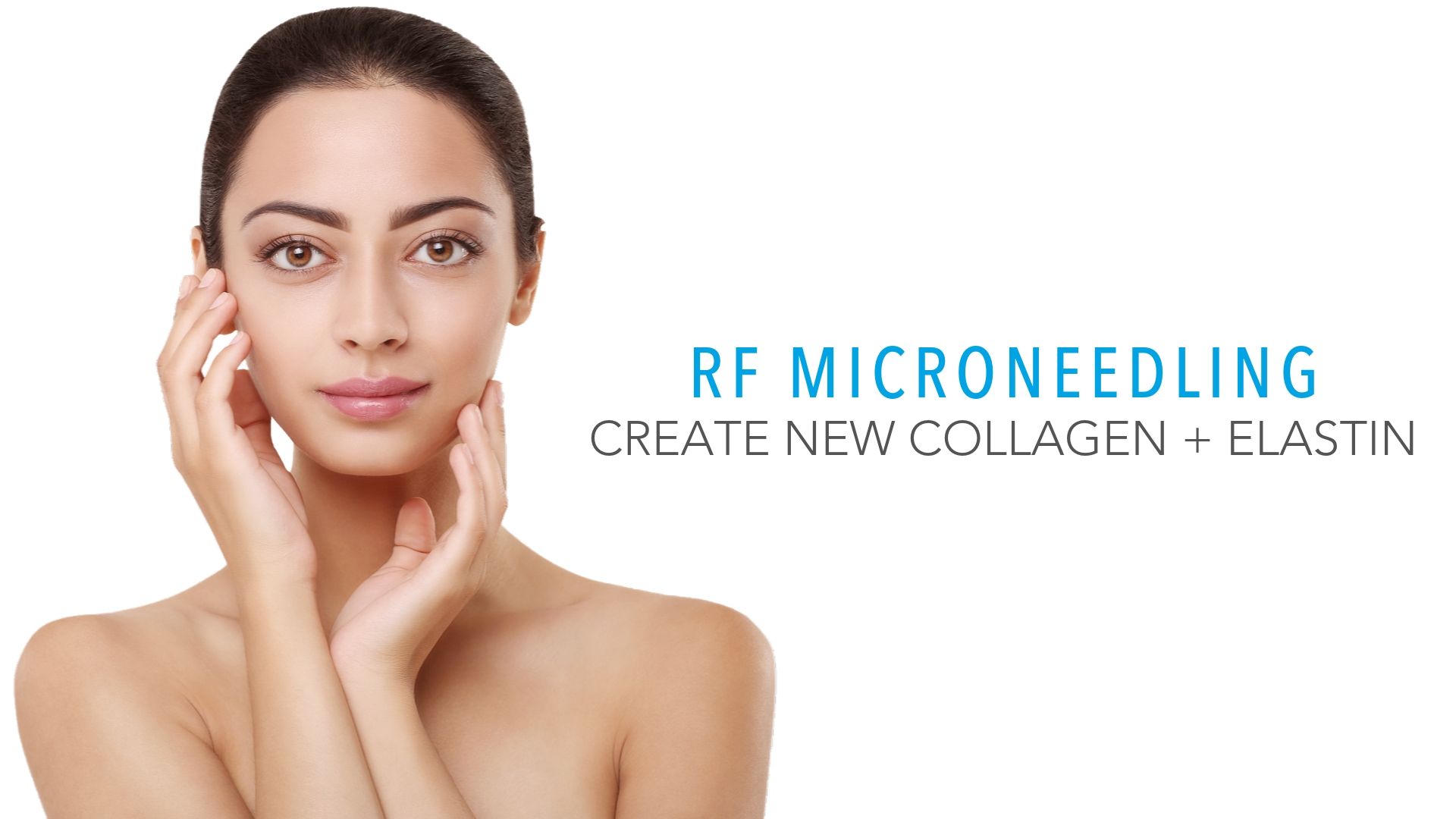 Woman touches her face after successful Microneedling treatment at shore medical aesthetics.