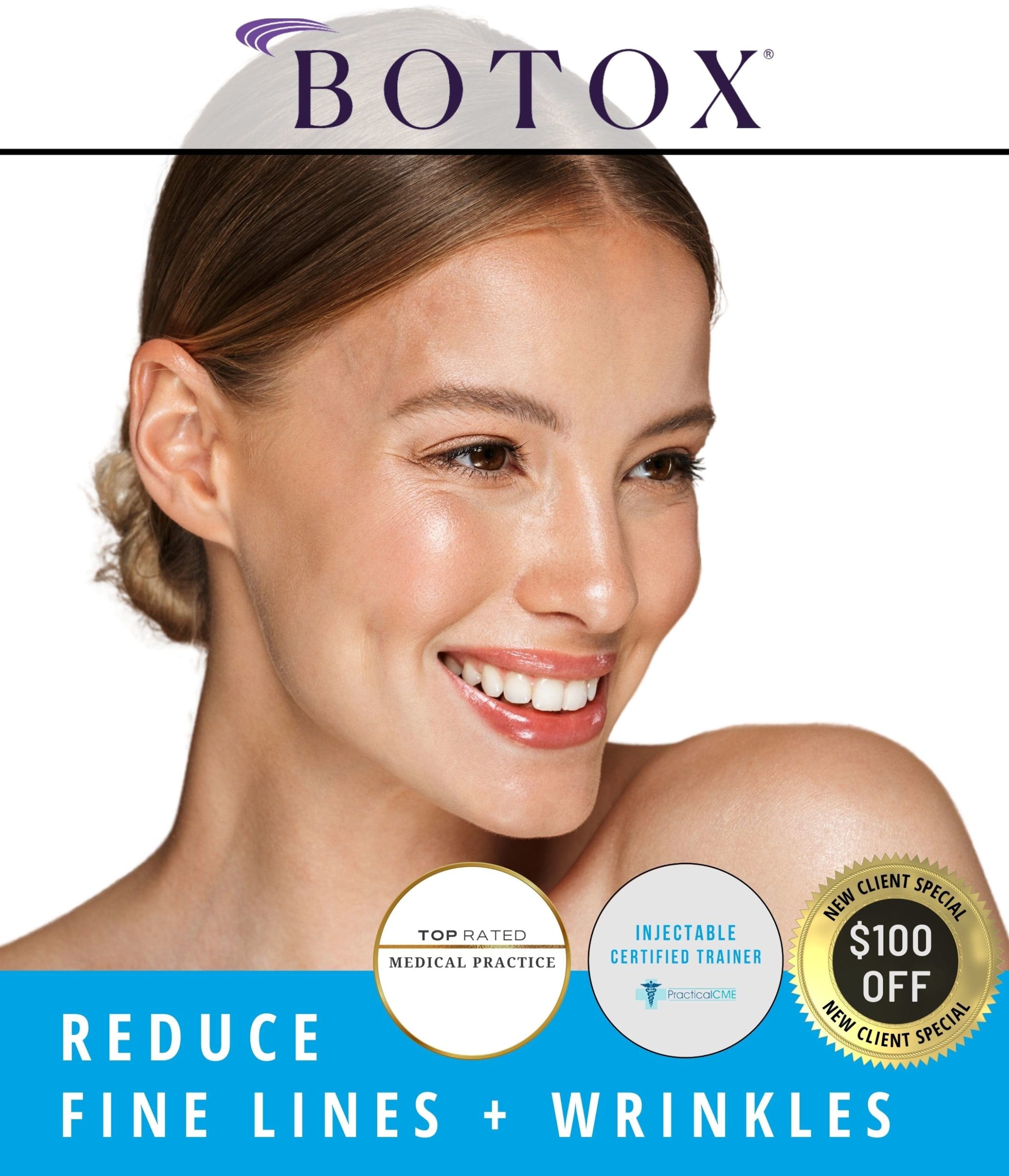 beautiful woman with a rejuvenated face with Botox treatment